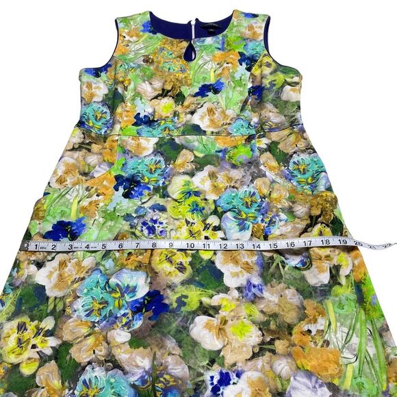 Land’s End Floral Sleeveless Sheath Dress Keyhole Neckline Pockets Sz 12 - Picture 9 of 15